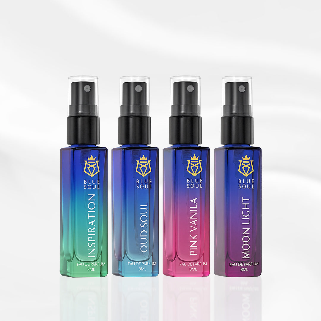 Buy 4 Get 4 Free: Moon Light (100ml) + Pink Vanila (80ml) + Luxe Soul (100ml) + Luxe Mirage (80ml) + 8ml Combo