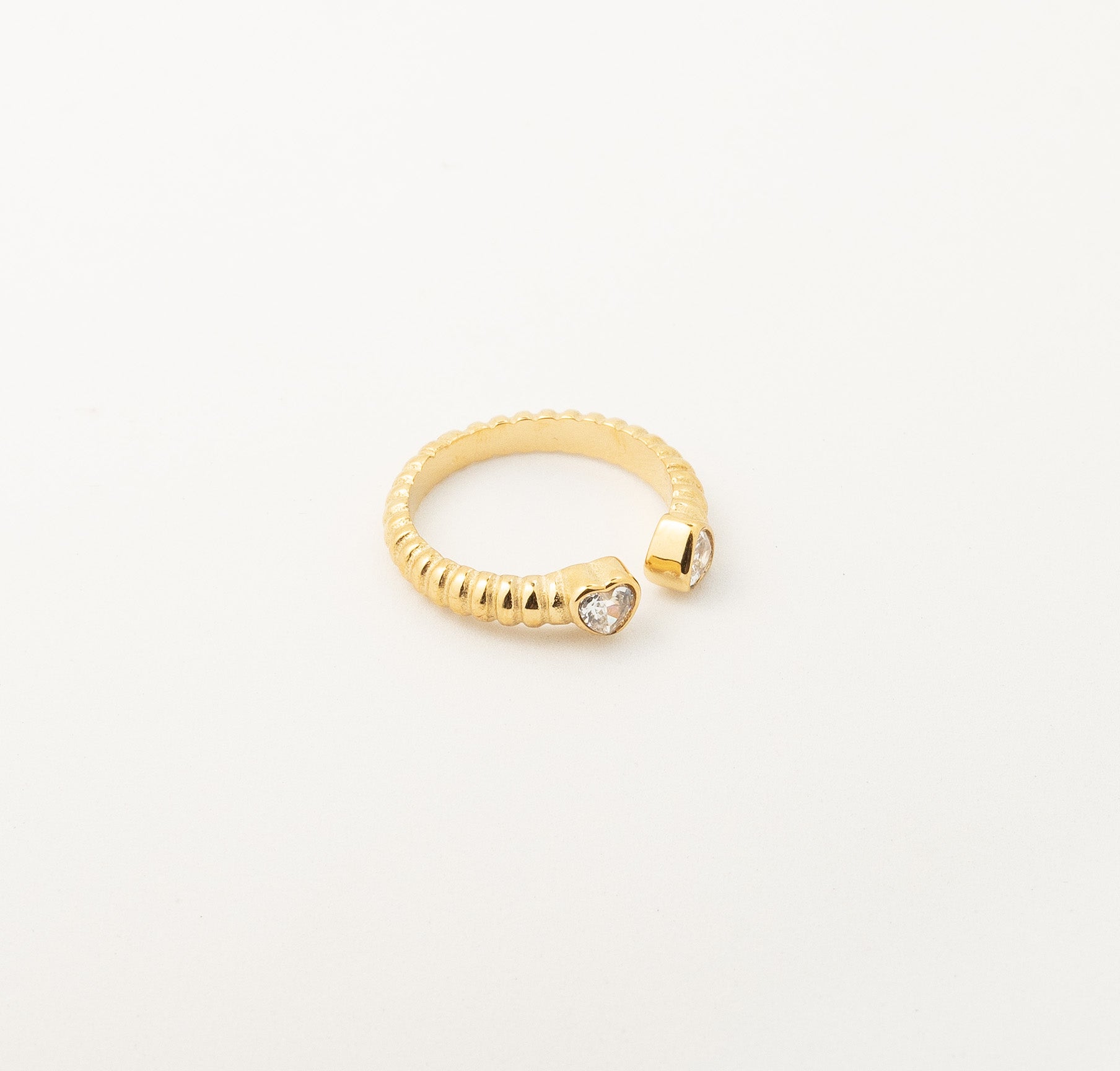 Croissant Heart Cuff Ring